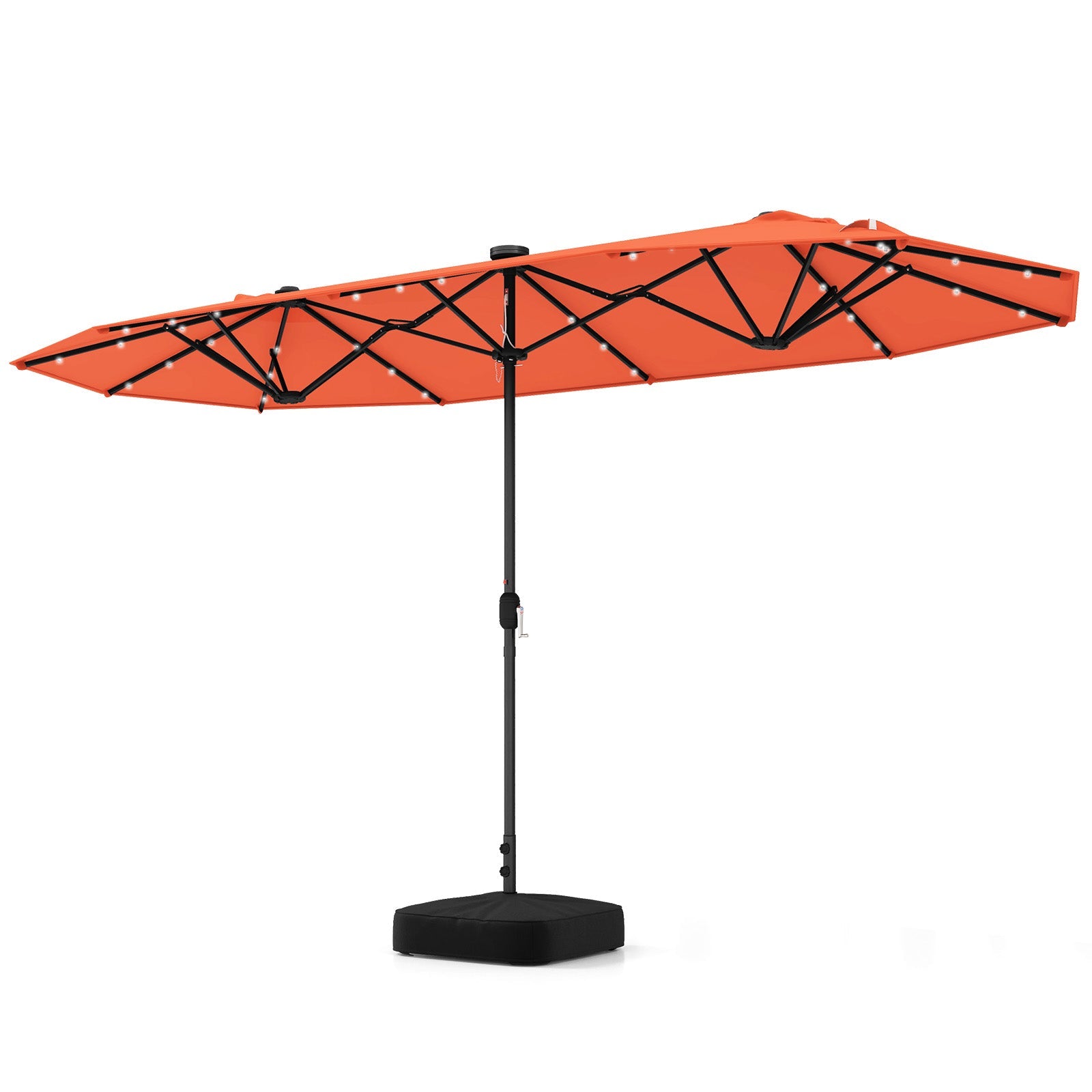 13FT Double-sided Patio Umbrella with Solar Lights for Garden Pool Backyard-Orange