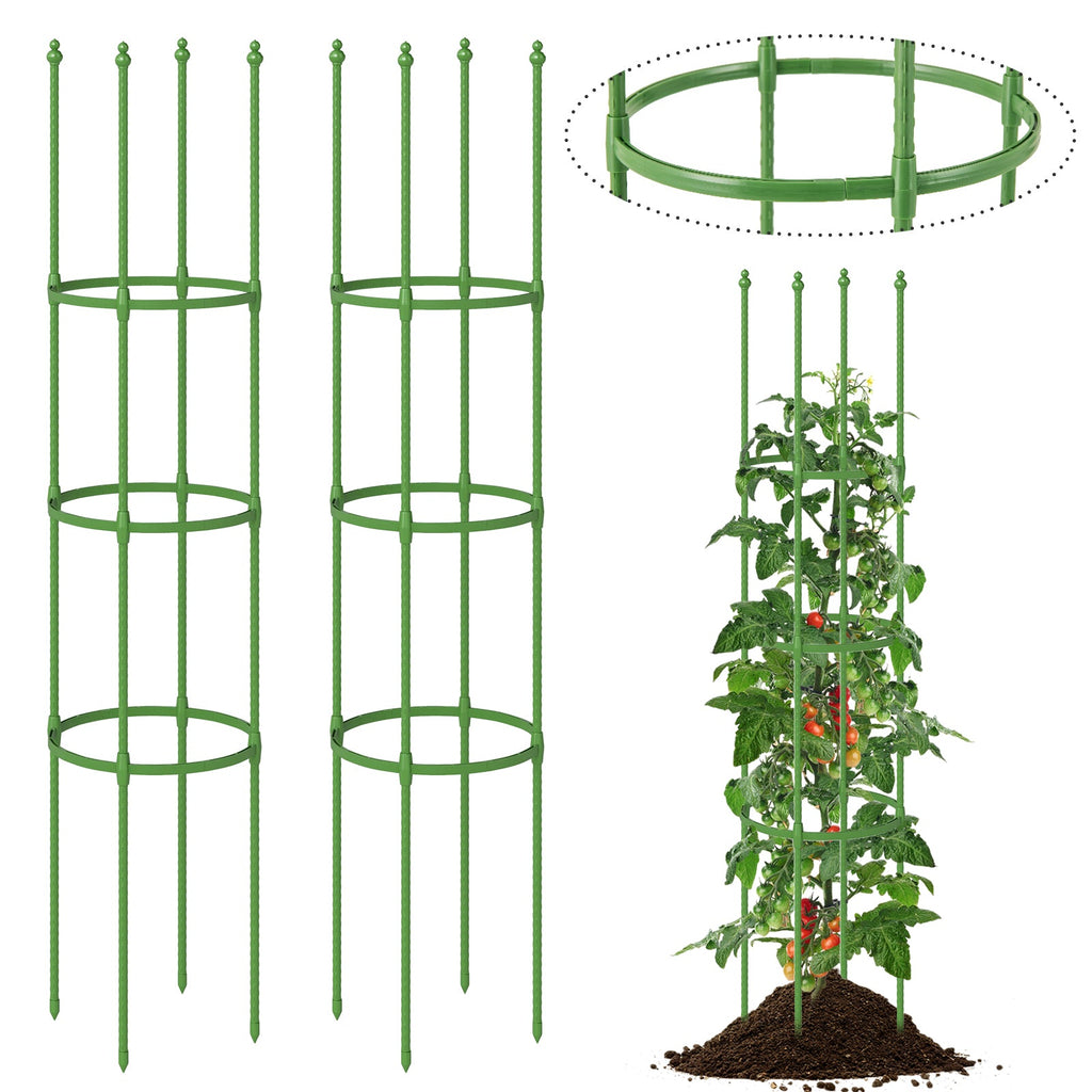 2-Pack Garden Trellis Tomato Cage with Adjustable Height-Green