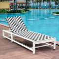 Patio Adjustable Reclining Chair Lounge Chair Chaise for Garden Deck Wheel