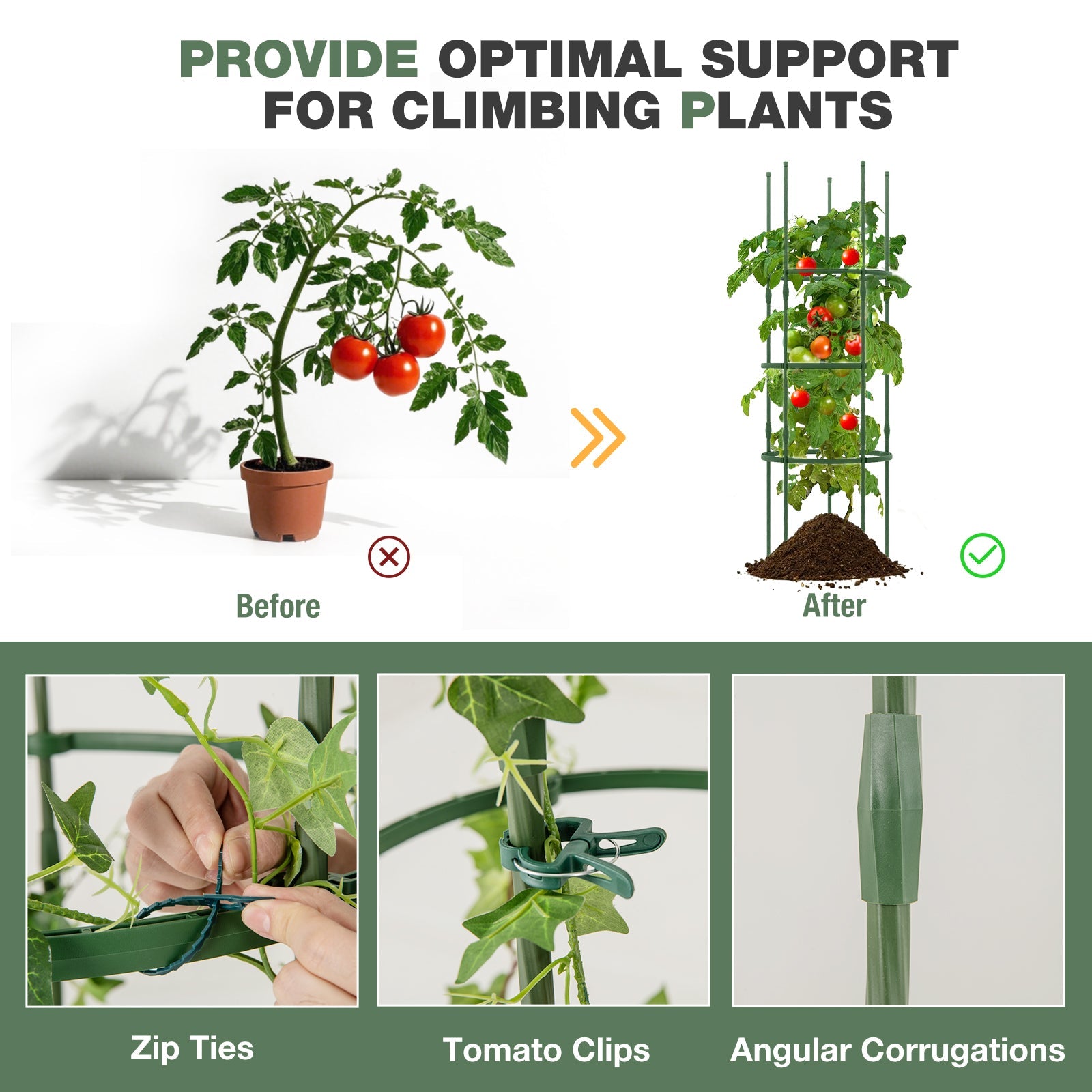 3 Pack 60 inch Adjustable Tall Plant Support Trellis for Climbing Plants