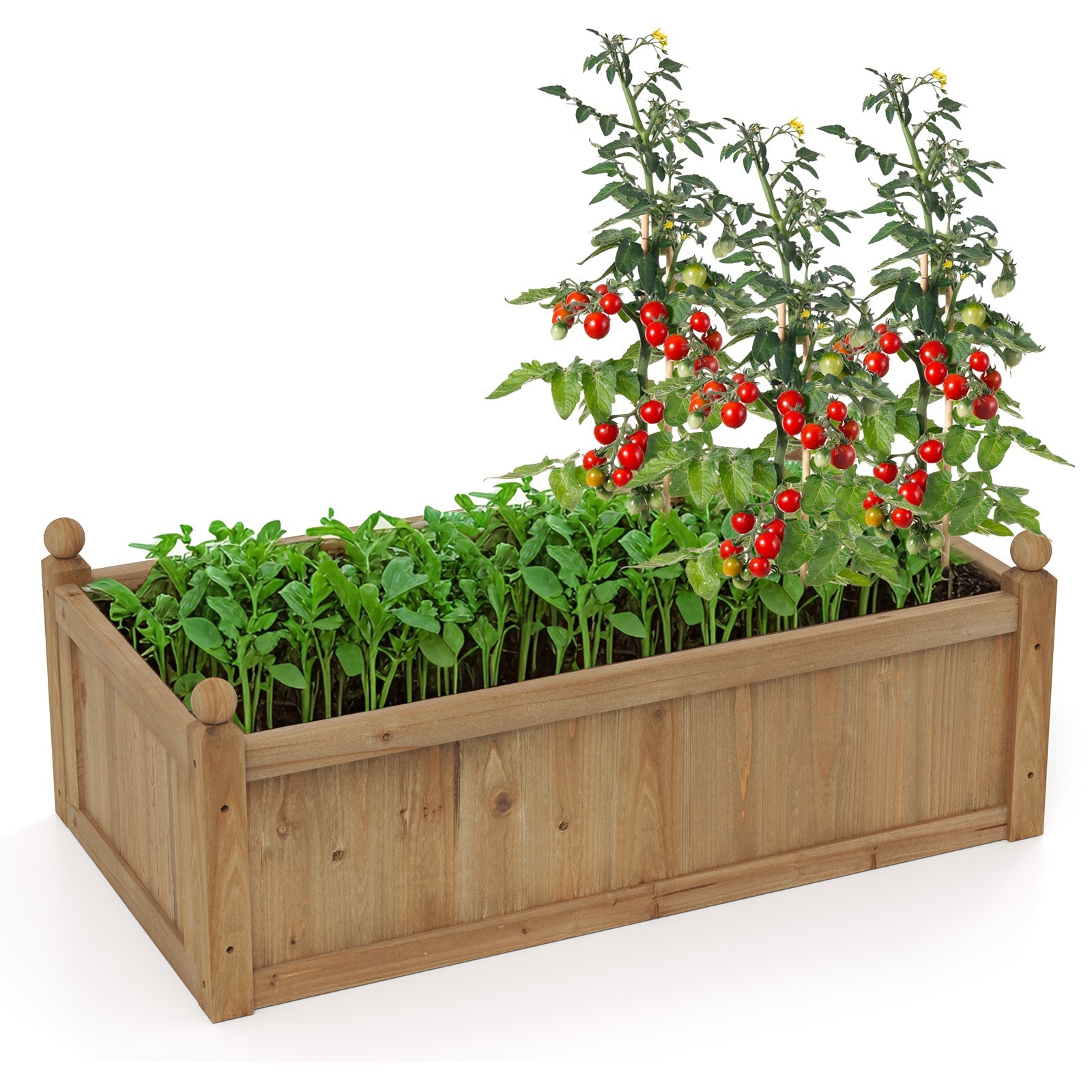 46 x 24 x 16 Inch Rectangular Planter Box with Drainage Holes for Backyard Garden Lawn-Brown