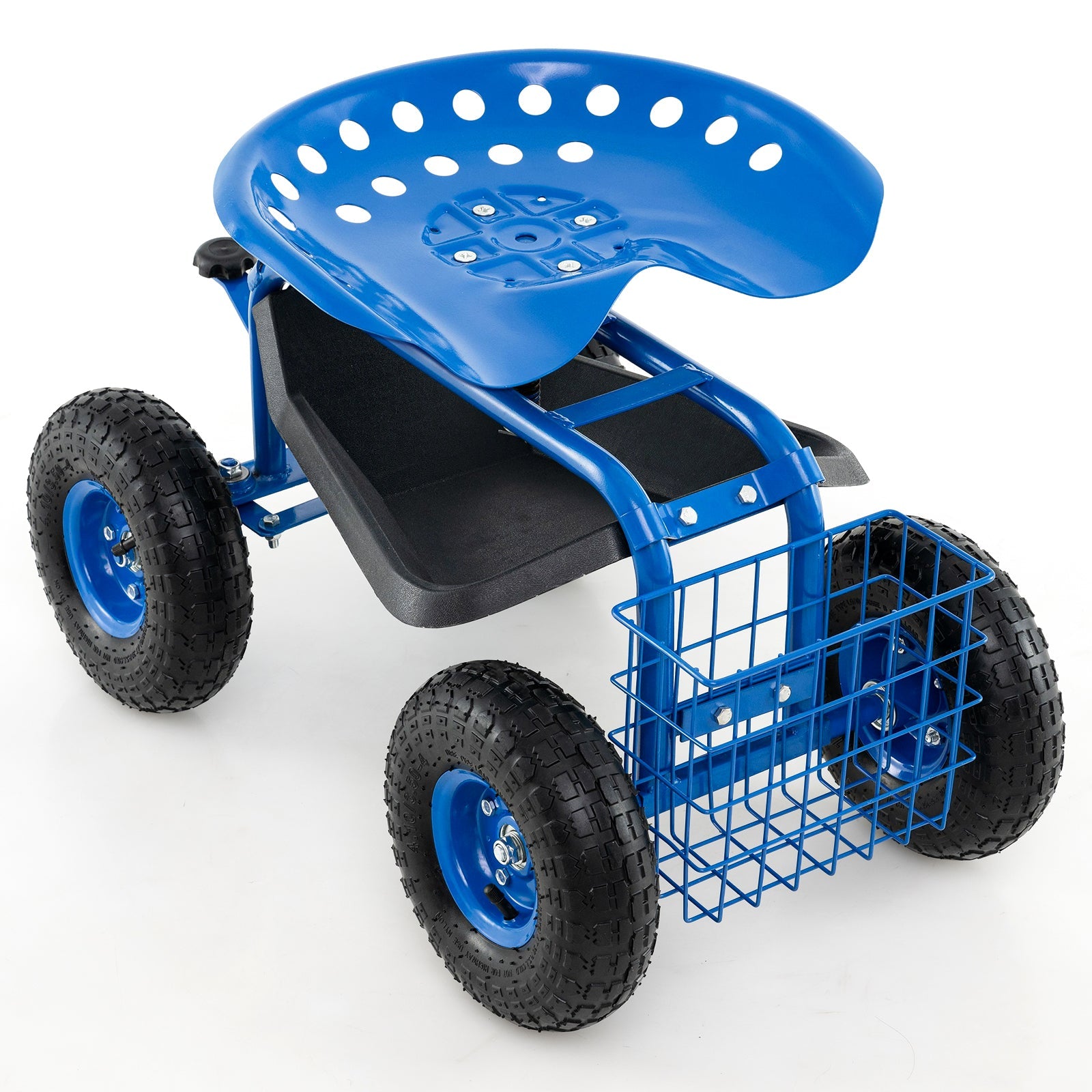 4-Wheel Rolling Garden Cart Work Seat-Blue