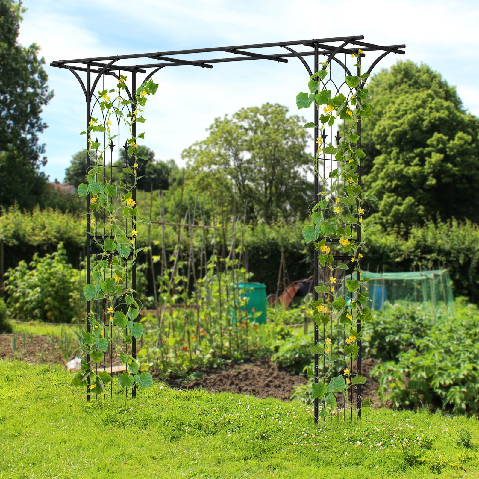 81 Inch Garden Arbor Metal Archway for Climbing Plants-Black