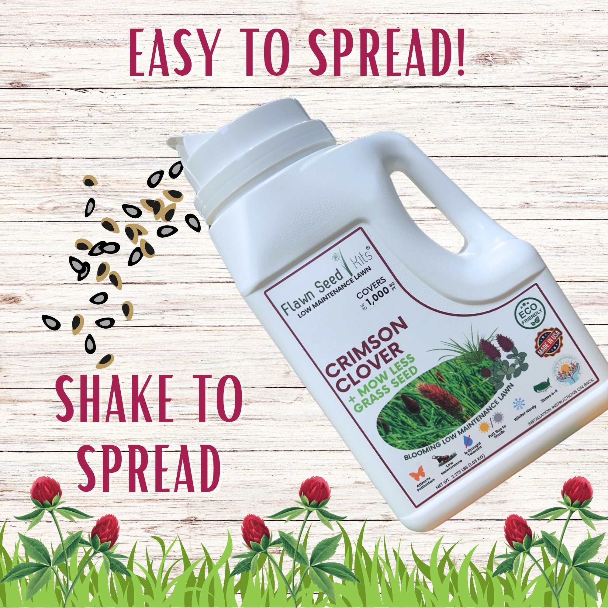 Crimson Clover + Mow Less Grass Seed