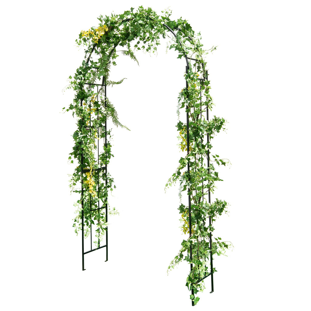 7.5 Feet Metal Garden Arch for Climbing Plants and Outdoor Garden Decor-Black