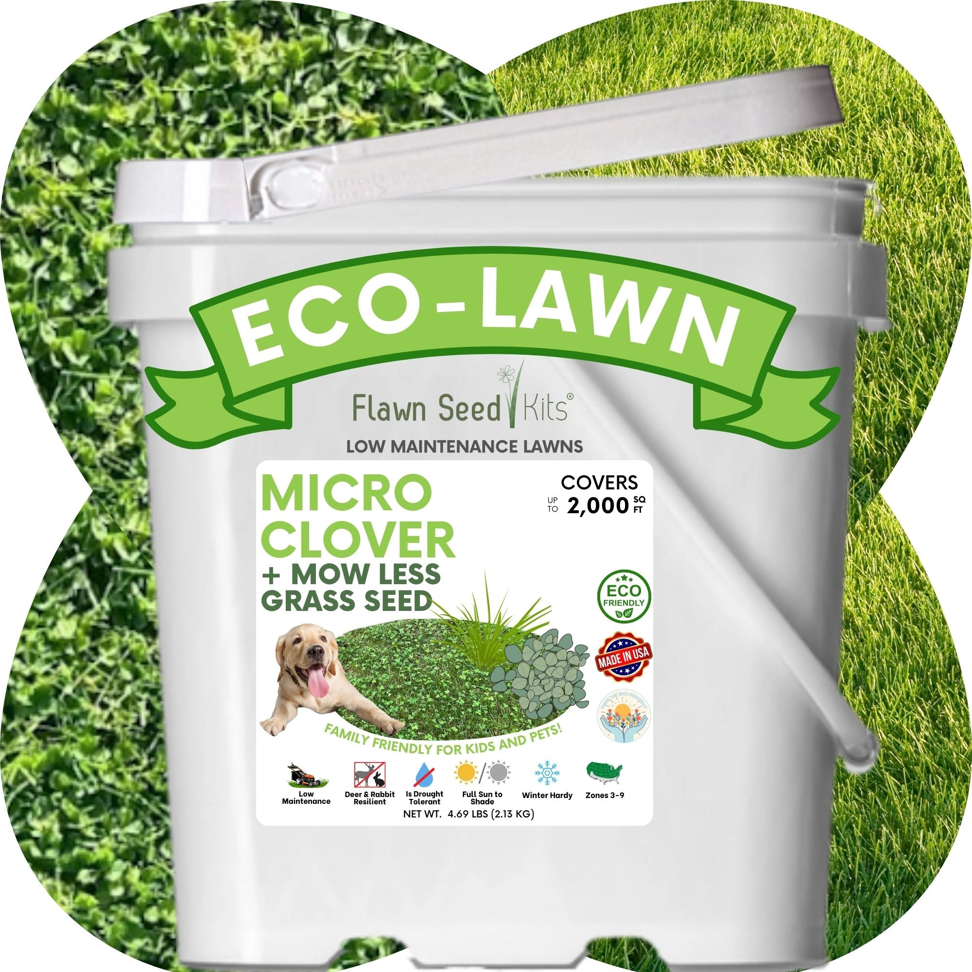 Micro Clover + Mow Less Grass Seed