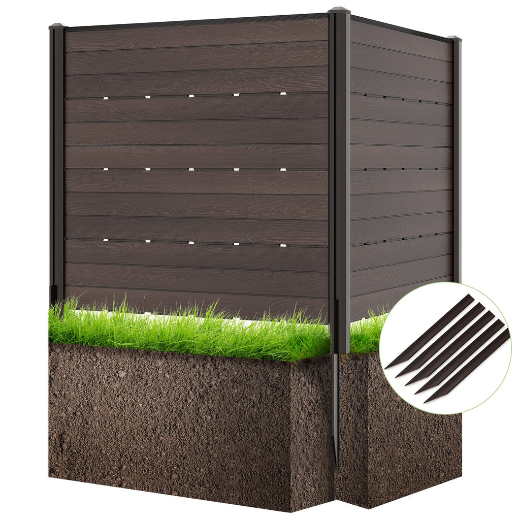 Outdoor Privacy Fence Screen with 5 Ground Stakes for Garden Yard Patio-Brown
