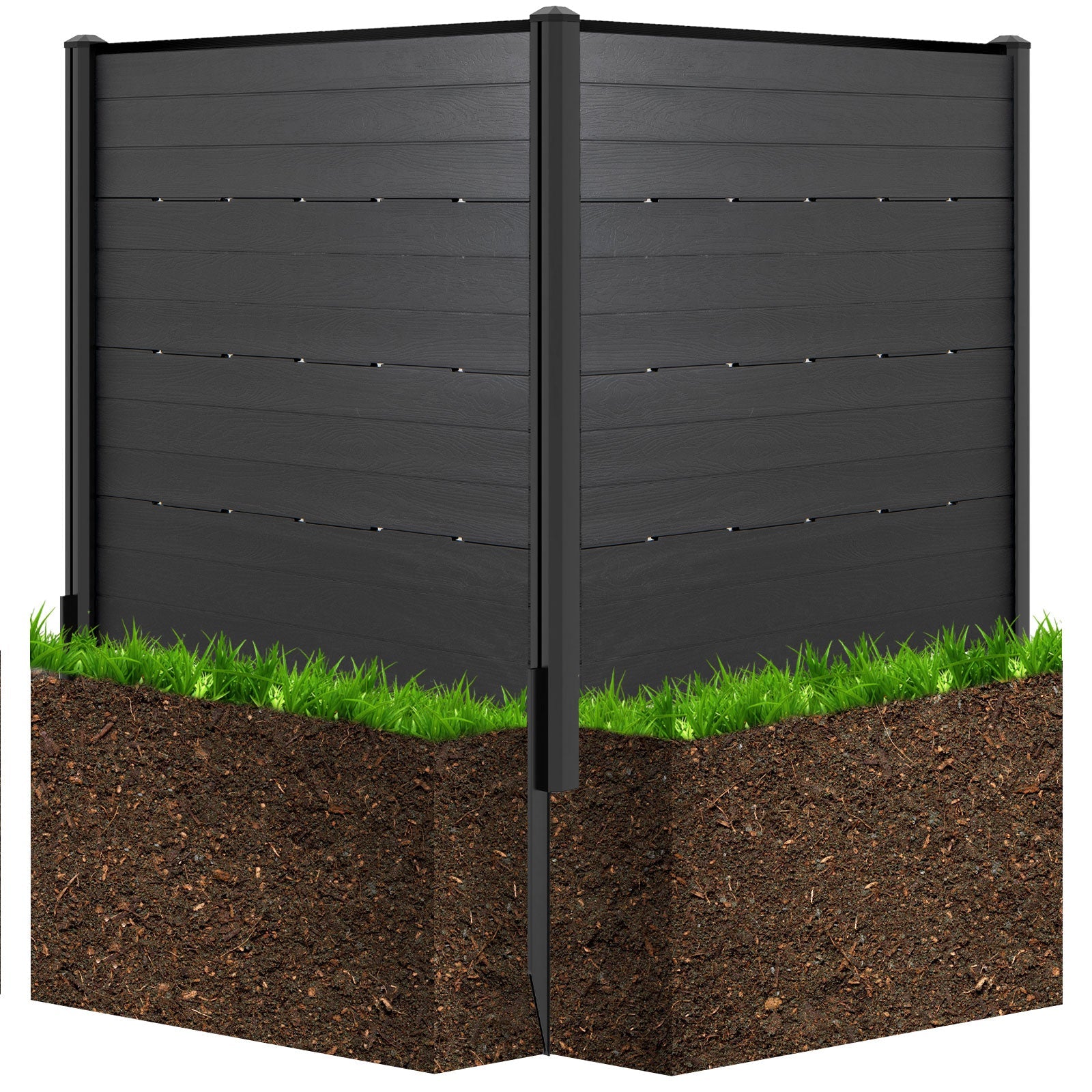 Outdoor Privacy Fence Screen with 5 Ground Stakes for Garden Yard Patio-Black