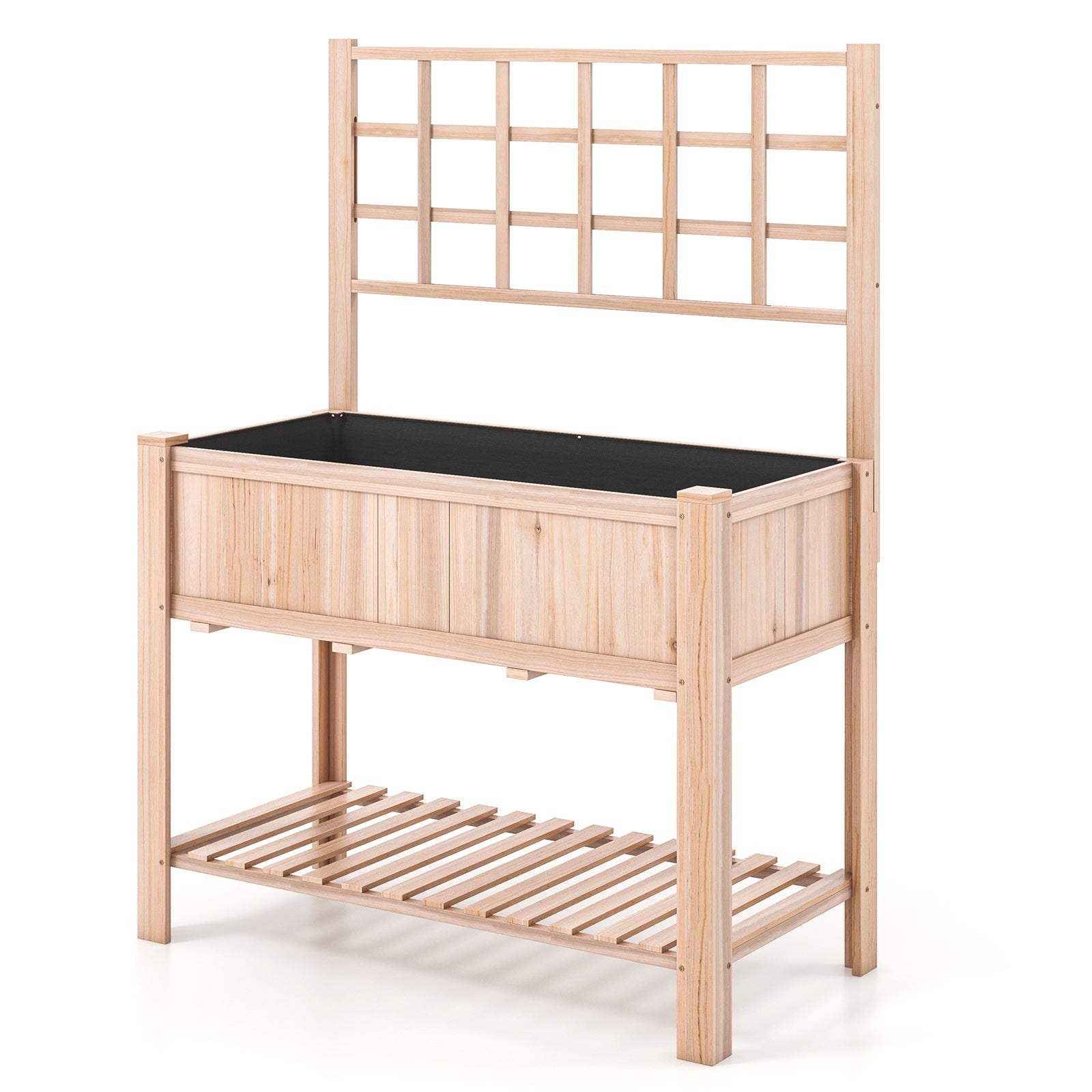 Raised Garden Bed Elevated Wooden Planter Box with Trellis