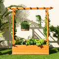 Raised Garden Bed with Trellis or Climbing Plant and Pot Hanging-Natural