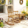 Rocking Chair with Solid Wooden Frame for Garden and Patio-Natural