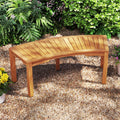 Set of 1 Outdoor Bench Acacia Wood Curved Garden Bench 2-Person
