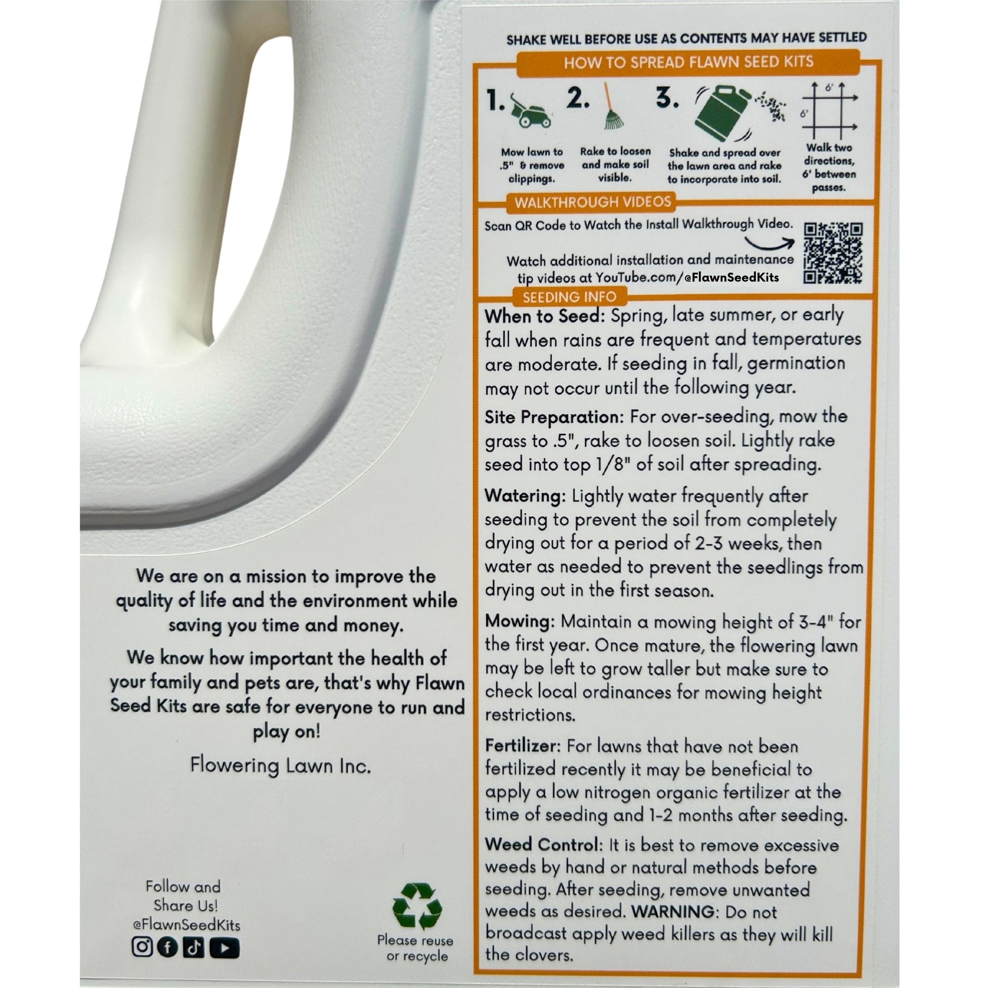 Micro Bee Lawn Seed Mixture - Easy Spread Shaker