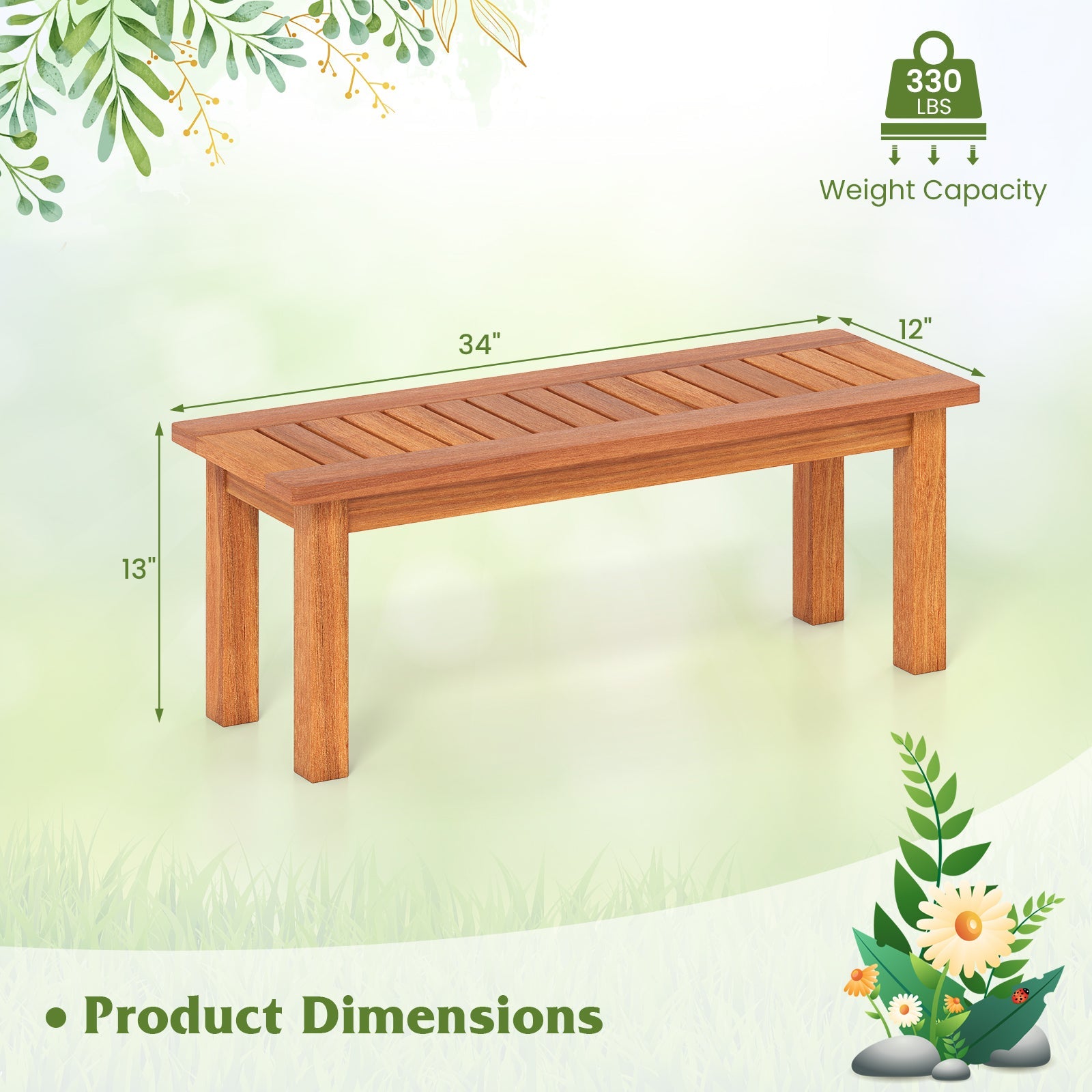 Wooden Plant Stand Outdoor Indoor Solid Wood Flower Pot Holder Display Shelf-S