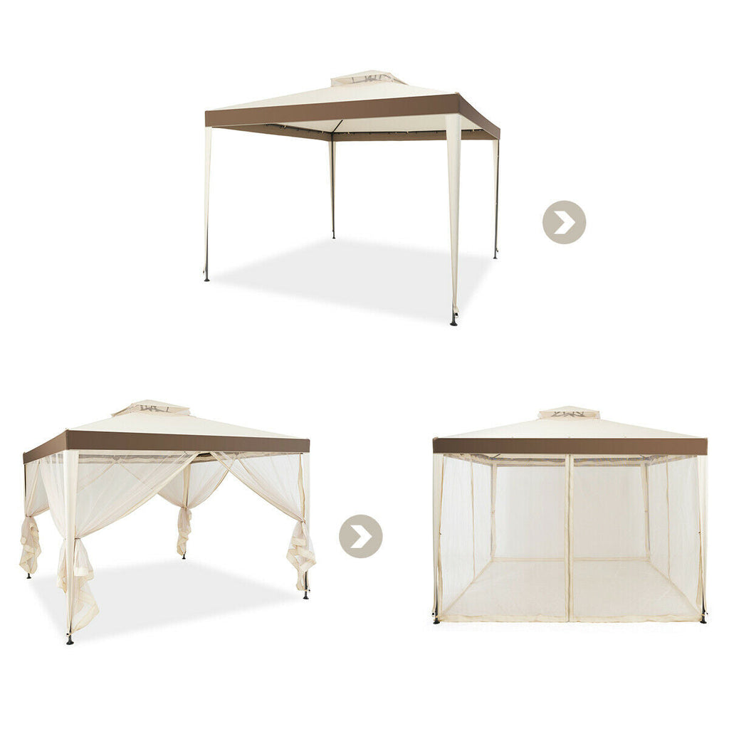 Canopy Gazebo Tent Shelter Garden Lawn Patio with Mosquito Netting-Beige