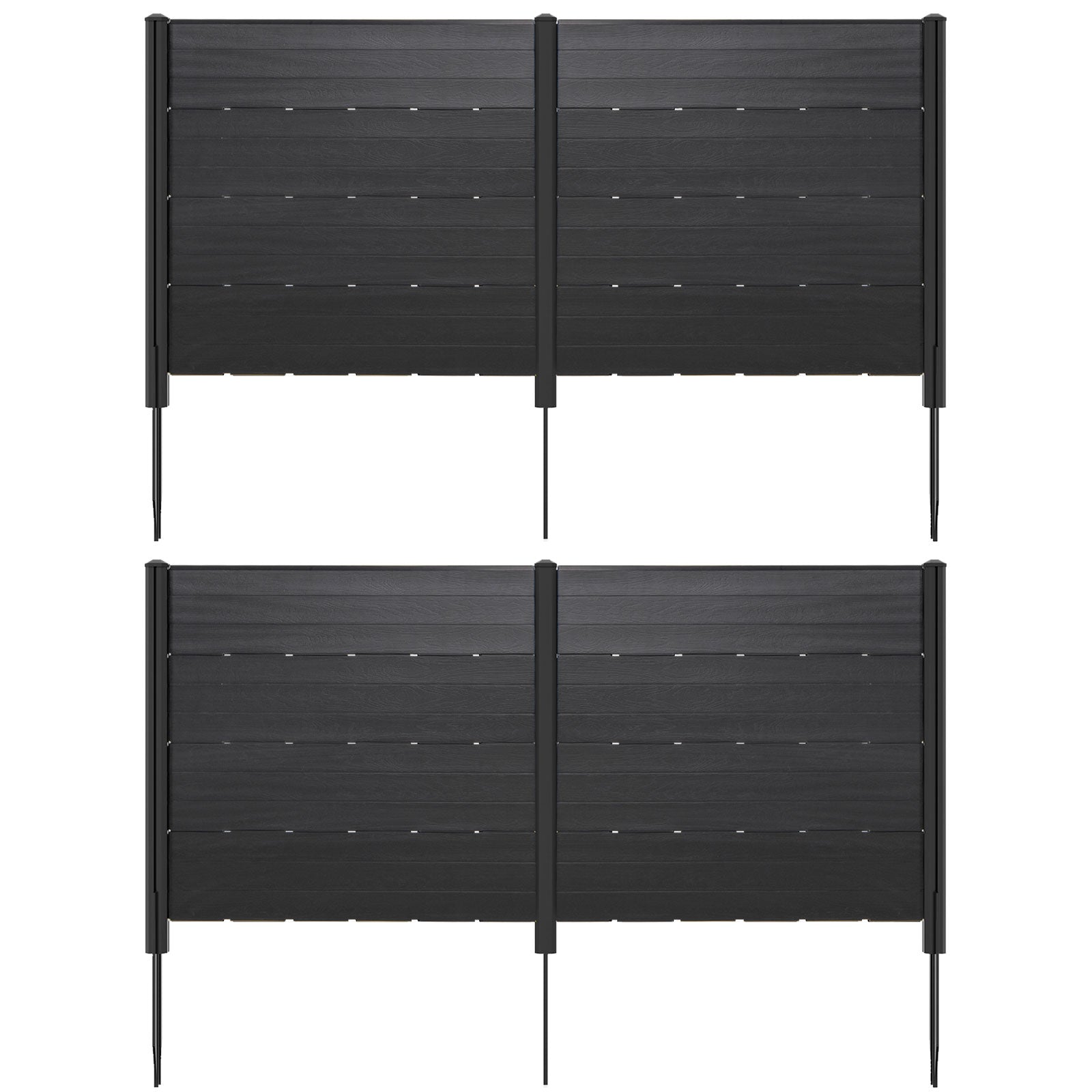 Outdoor Privacy Fence Screen with 5 Ground Stakes for Garden Yard Patio-Black